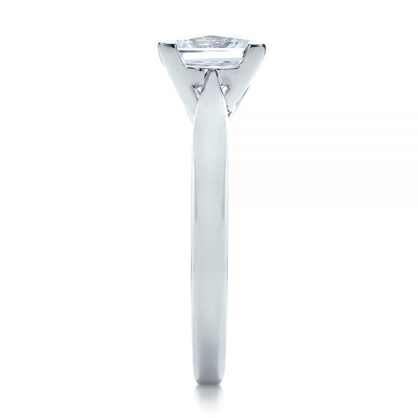 14k White Gold Contemporary Solitaire Princess Cut Diamond Engagement Ring - Side View - 100398