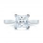 14k White Gold Contemporary Solitaire Princess Cut Diamond Engagement Ring - Top View -  100398 - Thumbnail