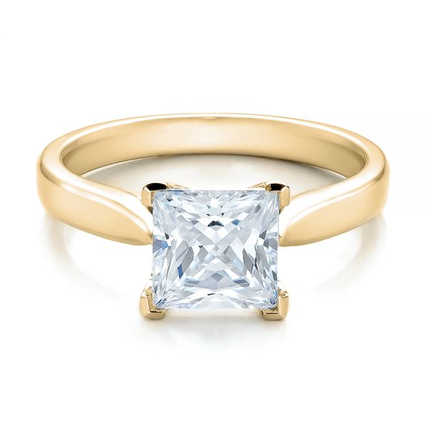 14k Yellow Gold 14k Yellow Gold Contemporary Solitaire Princess Cut Diamond Engagement Ring - Flat View -  100398