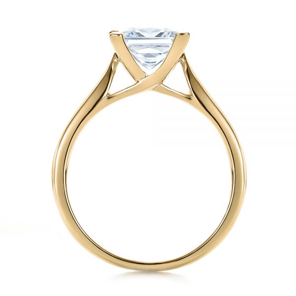 18k Yellow Gold 18k Yellow Gold Contemporary Solitaire Princess Cut Diamond Engagement Ring - Front View -  100398