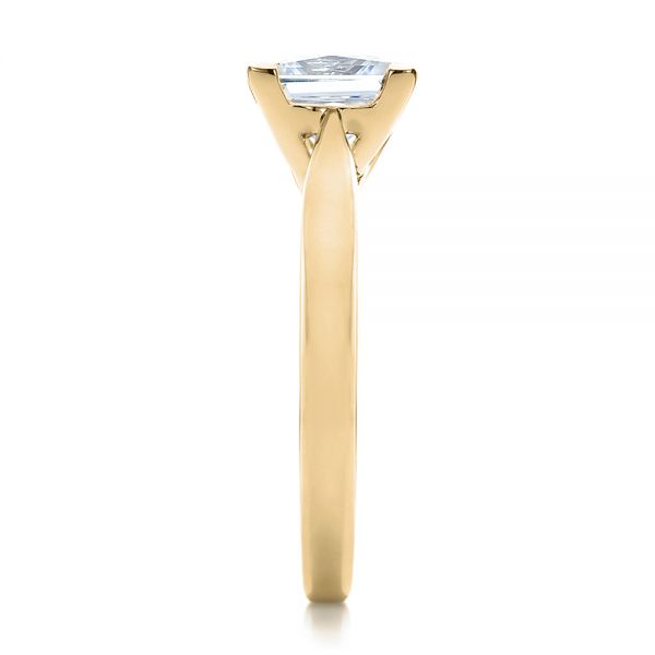 14k Yellow Gold 14k Yellow Gold Contemporary Solitaire Princess Cut Diamond Engagement Ring - Side View - 100398