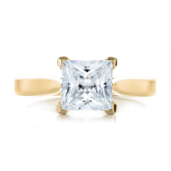 14k Yellow Gold 14k Yellow Gold Contemporary Solitaire Princess Cut Diamond Engagement Ring - Top View - 100398