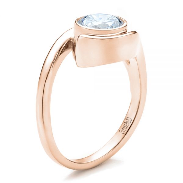 14k Rose Gold 14k Rose Gold Contemporary Split Shank Solitaire Engagement Ring - Three-Quarter View -  1479
