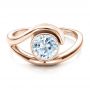 18k Rose Gold 18k Rose Gold Contemporary Split Shank Solitaire Engagement Ring - Flat View -  1479 - Thumbnail