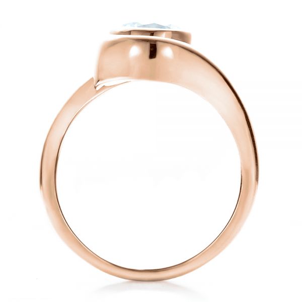 14k Rose Gold 14k Rose Gold Contemporary Split Shank Solitaire Engagement Ring - Front View -  1479