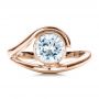 18k Rose Gold 18k Rose Gold Contemporary Split Shank Solitaire Engagement Ring - Top View -  1479 - Thumbnail
