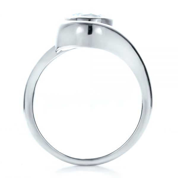 18k White Gold Contemporary Split Shank Solitaire Engagement Ring - Front View - 1479