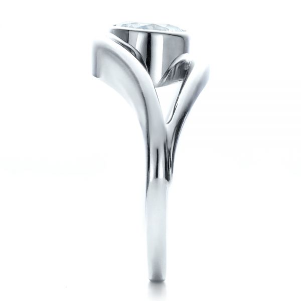 18k White Gold Contemporary Split Shank Solitaire Engagement Ring - Side View - 1479