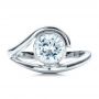 18k White Gold Contemporary Split Shank Solitaire Engagement Ring - Top View -  1479 - Thumbnail