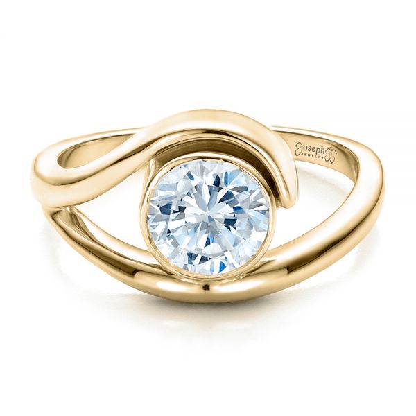 18k Yellow Gold 18k Yellow Gold Contemporary Split Shank Solitaire Engagement Ring - Flat View -  1479