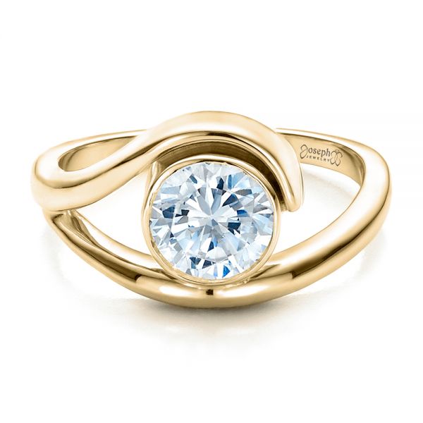14k Yellow Gold 14k Yellow Gold Contemporary Split Shank Solitaire Engagement Ring - Flat View - 1479