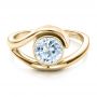 18k Yellow Gold 18k Yellow Gold Contemporary Split Shank Solitaire Engagement Ring - Flat View -  1479 - Thumbnail
