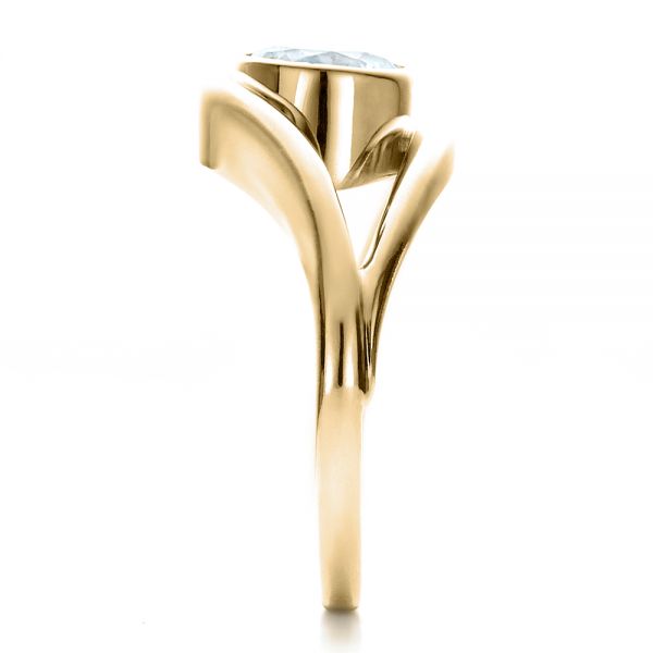 14k Yellow Gold 14k Yellow Gold Contemporary Split Shank Solitaire Engagement Ring - Side View - 1479