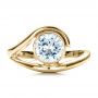 18k Yellow Gold 18k Yellow Gold Contemporary Split Shank Solitaire Engagement Ring - Top View -  1479 - Thumbnail