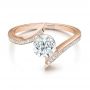 18k Rose Gold 18k Rose Gold Contemporary Tension Set Pave Diamond Engagement Ring - Flat View -  100285 - Thumbnail