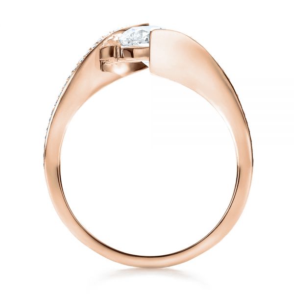 18k Rose Gold 18k Rose Gold Contemporary Tension Set Pave Diamond Engagement Ring - Front View -  100285