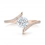 14k Rose Gold 14k Rose Gold Contemporary Tension Set Pave Diamond Engagement Ring - Top View -  100285 - Thumbnail