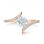 18k Rose Gold 18k Rose Gold Contemporary Tension Set Pave Diamond Engagement Ring - Top View -  100285 - Thumbnail