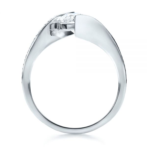 Platinum Platinum Contemporary Tension Set Pave Diamond Engagement Ring - Front View -  100285