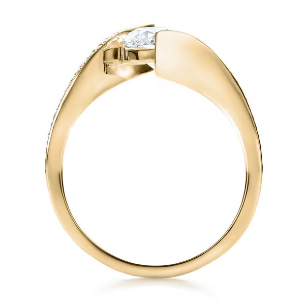 14k Yellow Gold 14k Yellow Gold Contemporary Tension Set Pave Diamond Engagement Ring - Front View -  100285