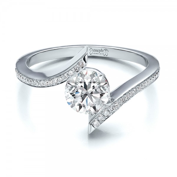 ... Engagement Rings â€º Contemporary Tension Set Pave Diamond Engagement