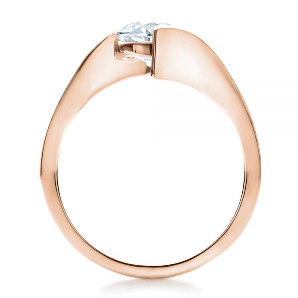 18k Rose Gold 18k Rose Gold Contemporary Tension Set Solitaire Engagement Ring - Front View -  1481