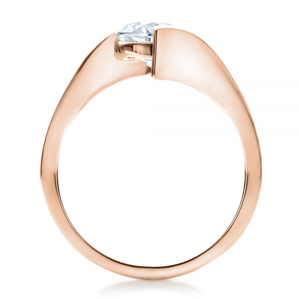 14k Rose Gold 14k Rose Gold Contemporary Tension Set Solitaire Engagement Ring - Front View - 1481