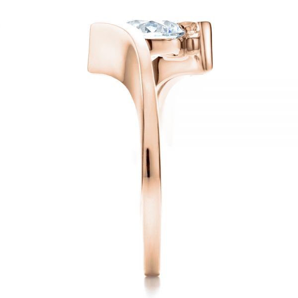 14k Rose Gold 14k Rose Gold Contemporary Tension Set Solitaire Engagement Ring - Side View - 1481