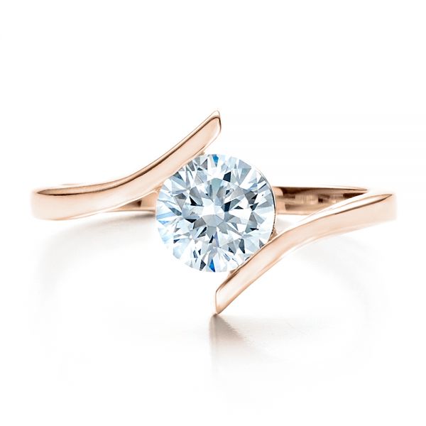 14k Rose Gold 14k Rose Gold Contemporary Tension Set Solitaire Engagement Ring - Top View -  1481