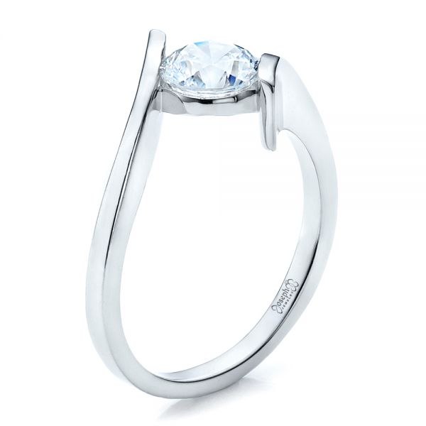 Contemporary Tension Set Solitaire Engagement Ring - Image