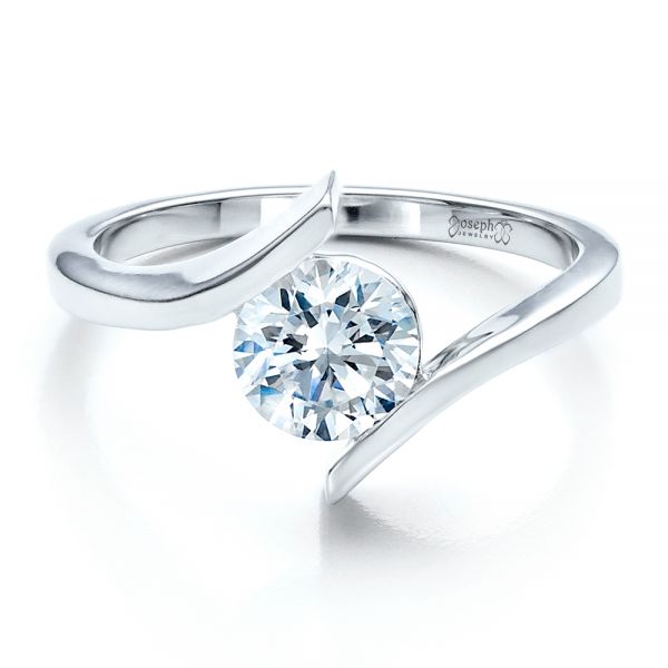  Platinum Platinum Contemporary Tension Set Solitaire Engagement Ring - Flat View -  1481