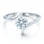 18k White Gold Contemporary Tension Set Solitaire Engagement Ring - Flat View -  1481 - Thumbnail