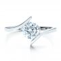 18k White Gold Contemporary Tension Set Solitaire Engagement Ring - Top View -  1481 - Thumbnail