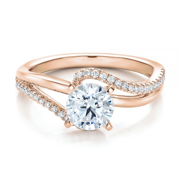 14k Rose Gold 14k Rose Gold Contemporary Wrapped Split Shank Diamond Engagement Ring - Flat View -  100402