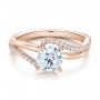 18k Rose Gold 18k Rose Gold Contemporary Wrapped Split Shank Diamond Engagement Ring - Flat View -  100402 - Thumbnail