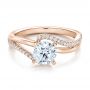 14k Rose Gold 14k Rose Gold Contemporary Wrapped Split Shank Diamond Engagement Ring - Flat View -  100402 - Thumbnail