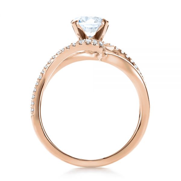 14k Rose Gold 14k Rose Gold Contemporary Wrapped Split Shank Diamond Engagement Ring - Front View -  100402
