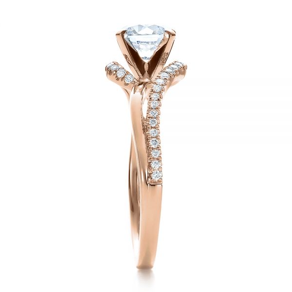 18k Rose Gold 18k Rose Gold Contemporary Wrapped Split Shank Diamond Engagement Ring - Side View -  100402