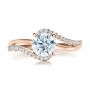 18k Rose Gold 18k Rose Gold Contemporary Wrapped Split Shank Diamond Engagement Ring - Top View -  100402 - Thumbnail
