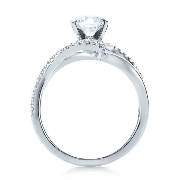 14k White Gold Contemporary Wrapped Split Shank Diamond Engagement Ring - Front View - 100402