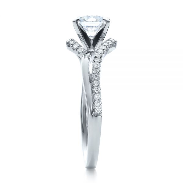 14k White Gold Contemporary Wrapped Split Shank Diamond Engagement Ring - Side View - 100402