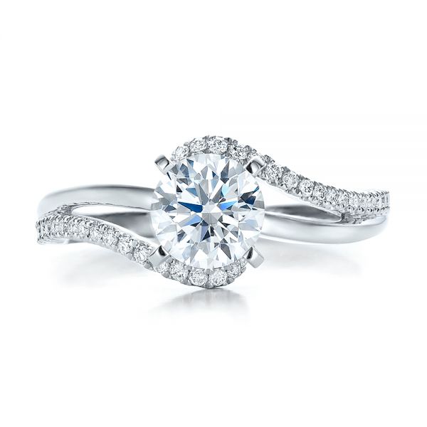  Platinum Platinum Contemporary Wrapped Split Shank Diamond Engagement Ring - Top View -  100402