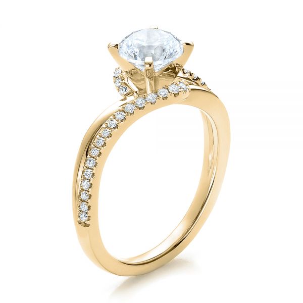 18k Yellow Gold 18k Yellow Gold Contemporary Wrapped Split Shank Diamond Engagement Ring - Three-Quarter View -  100402