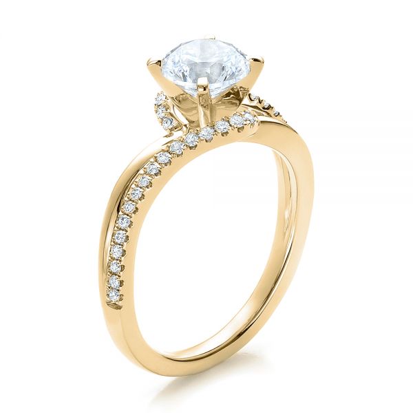 14k Yellow Gold 14k Yellow Gold Contemporary Wrapped Split Shank Diamond Engagement Ring - Three-Quarter View - 100402