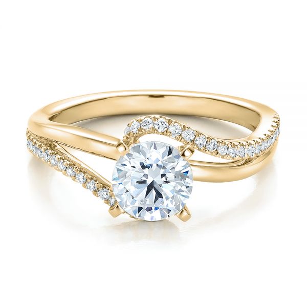 14k Yellow Gold 14k Yellow Gold Contemporary Wrapped Split Shank Diamond Engagement Ring - Flat View - 100402