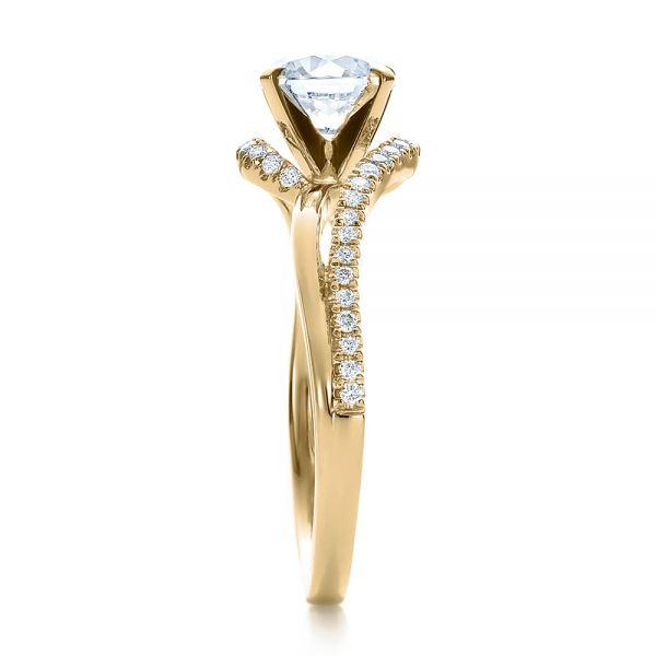 18k Yellow Gold 18k Yellow Gold Contemporary Wrapped Split Shank Diamond Engagement Ring - Side View -  100402