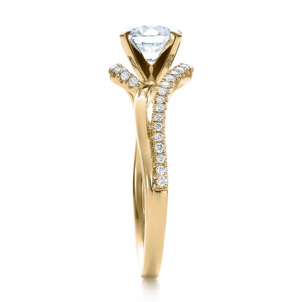 14k Yellow Gold 14k Yellow Gold Contemporary Wrapped Split Shank Diamond Engagement Ring - Side View - 100402