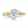 18k Yellow Gold 18k Yellow Gold Contemporary Wrapped Split Shank Diamond Engagement Ring - Top View -  100402 - Thumbnail