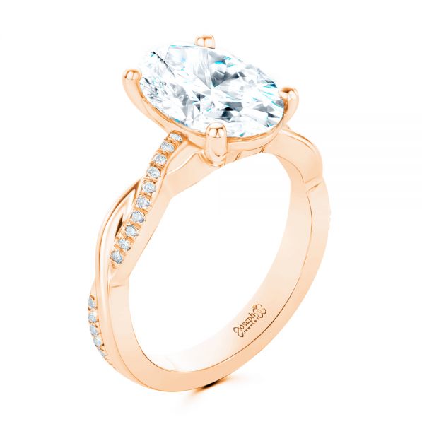 14k Rose Gold 14k Rose Gold Criss-cross Engagement Ring - Three-Quarter View -  107436