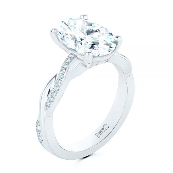  Platinum Platinum Criss-cross Engagement Ring - Three-Quarter View -  107436